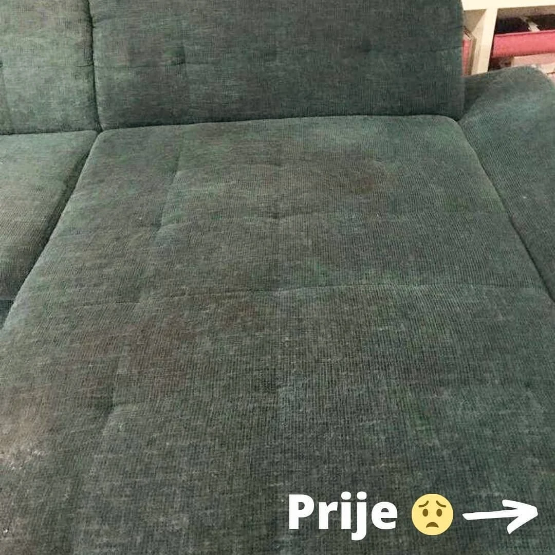 Sivi kauč prije dubinskog čišćenja