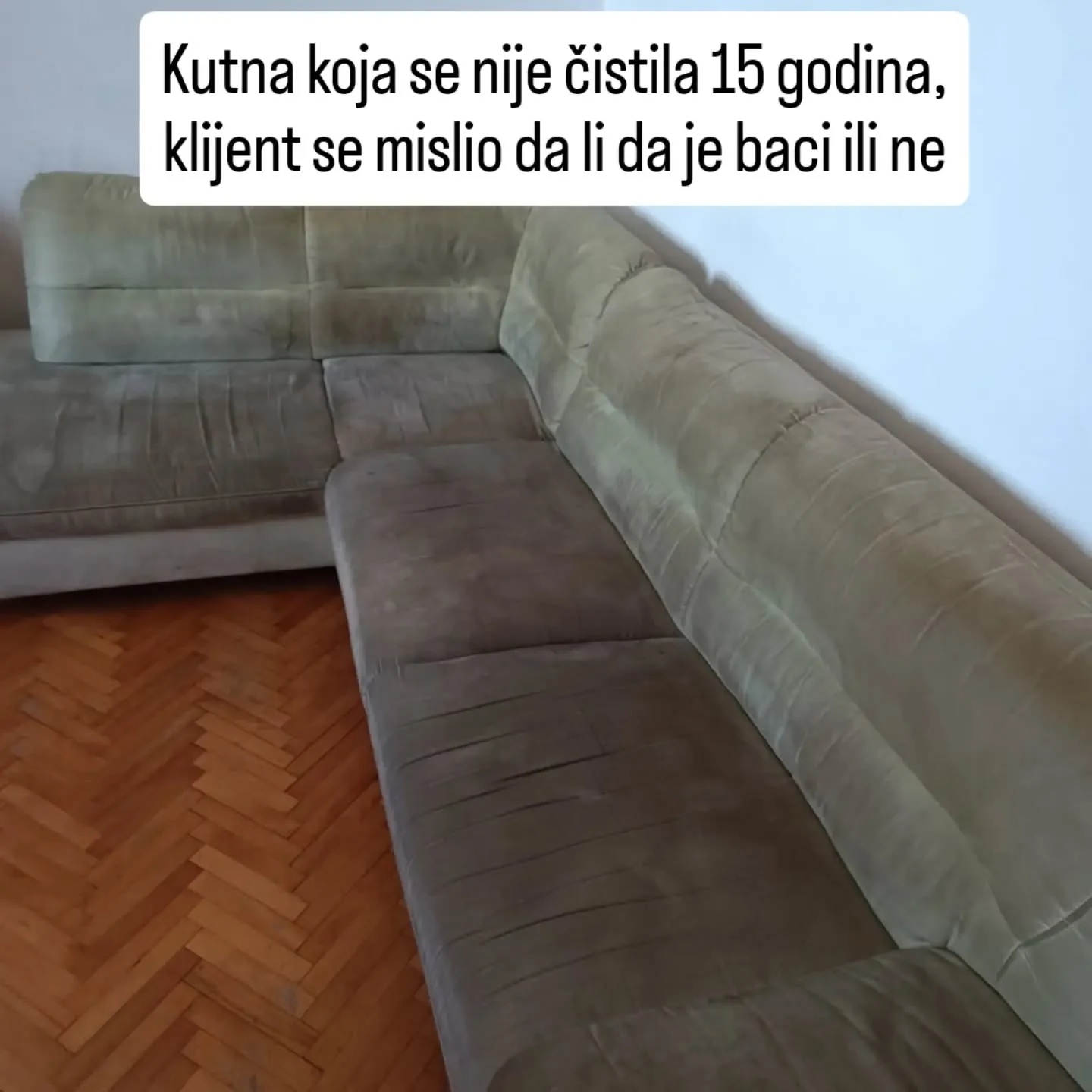 Velika kutna garnitura prije i nakon dubinskog čišćenja
