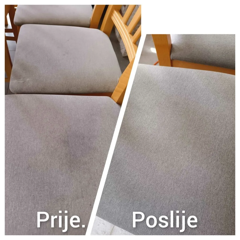 Tapecirane stolice prije i nakon dubinskog čišćenja