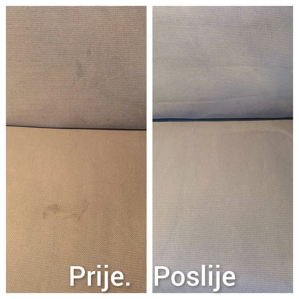 Tapecirana površina prije i nakon profesionalnog čišćenja